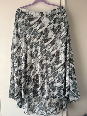 T Tahari Printed A Line Flare Skirt Gray 2X $88 Comfortable Chic Career NWT